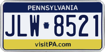 PA license plate JLW8521