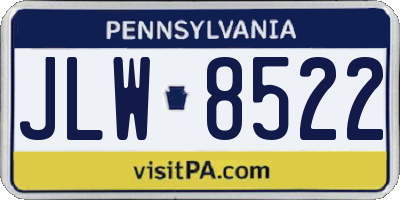 PA license plate JLW8522