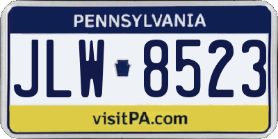 PA license plate JLW8523