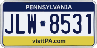 PA license plate JLW8531