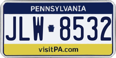 PA license plate JLW8532