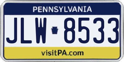PA license plate JLW8533
