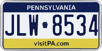 PA license plate JLW8534