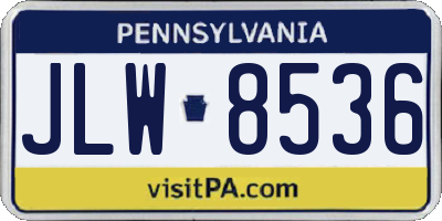 PA license plate JLW8536
