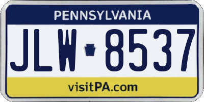 PA license plate JLW8537