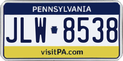 PA license plate JLW8538