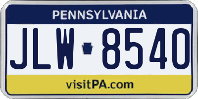 PA license plate JLW8540