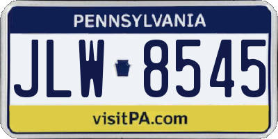 PA license plate JLW8545