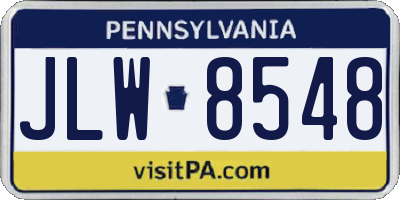 PA license plate JLW8548