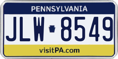 PA license plate JLW8549