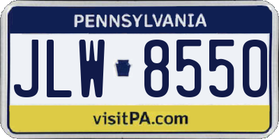 PA license plate JLW8550
