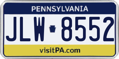 PA license plate JLW8552