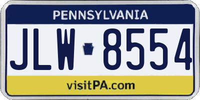 PA license plate JLW8554
