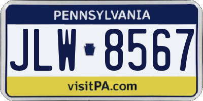 PA license plate JLW8567