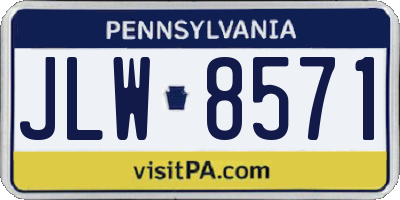 PA license plate JLW8571
