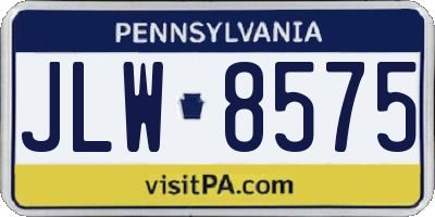 PA license plate JLW8575