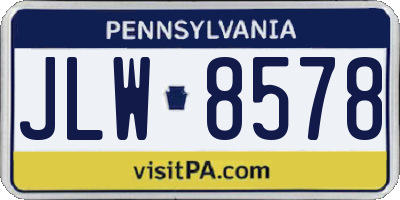PA license plate JLW8578
