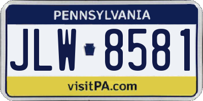 PA license plate JLW8581