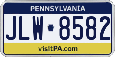 PA license plate JLW8582