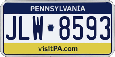 PA license plate JLW8593