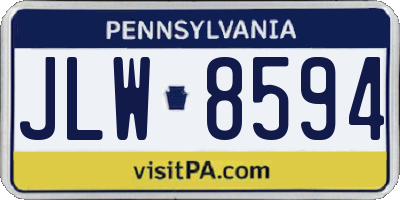 PA license plate JLW8594