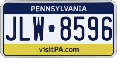 PA license plate JLW8596