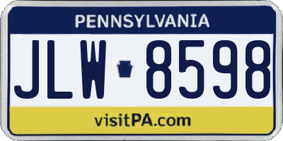 PA license plate JLW8598