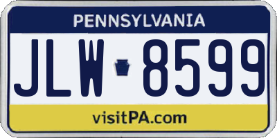 PA license plate JLW8599