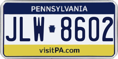 PA license plate JLW8602