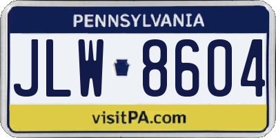 PA license plate JLW8604