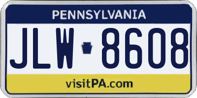 PA license plate JLW8608