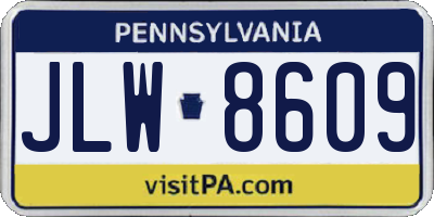 PA license plate JLW8609
