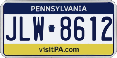 PA license plate JLW8612