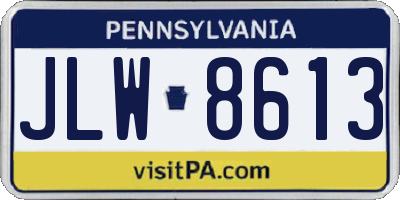 PA license plate JLW8613
