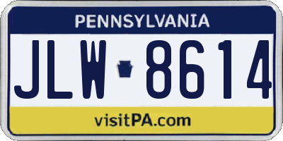 PA license plate JLW8614