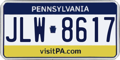 PA license plate JLW8617