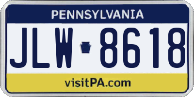 PA license plate JLW8618