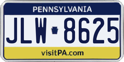 PA license plate JLW8625