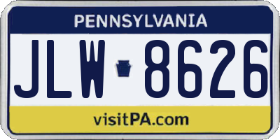 PA license plate JLW8626