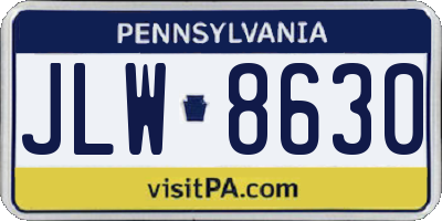 PA license plate JLW8630