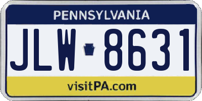 PA license plate JLW8631