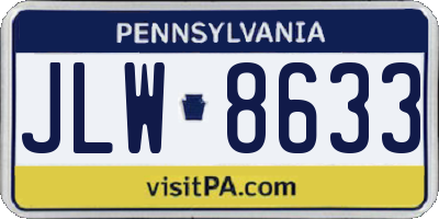 PA license plate JLW8633
