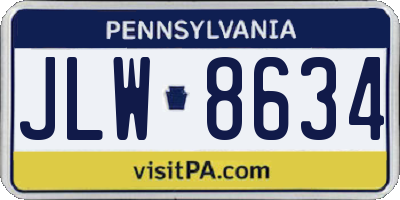 PA license plate JLW8634