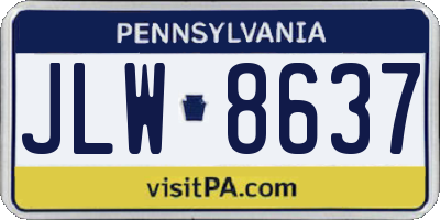 PA license plate JLW8637