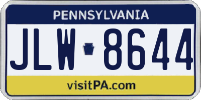 PA license plate JLW8644