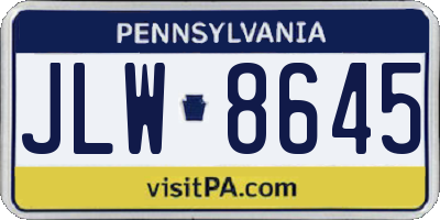 PA license plate JLW8645