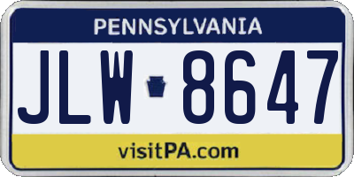 PA license plate JLW8647