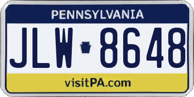PA license plate JLW8648
