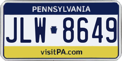 PA license plate JLW8649
