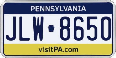PA license plate JLW8650